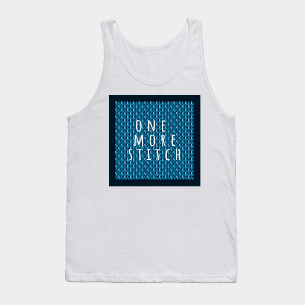 One more Stitch, quote for knitters on dark blue knitted piece Tank Top by IngaDesign